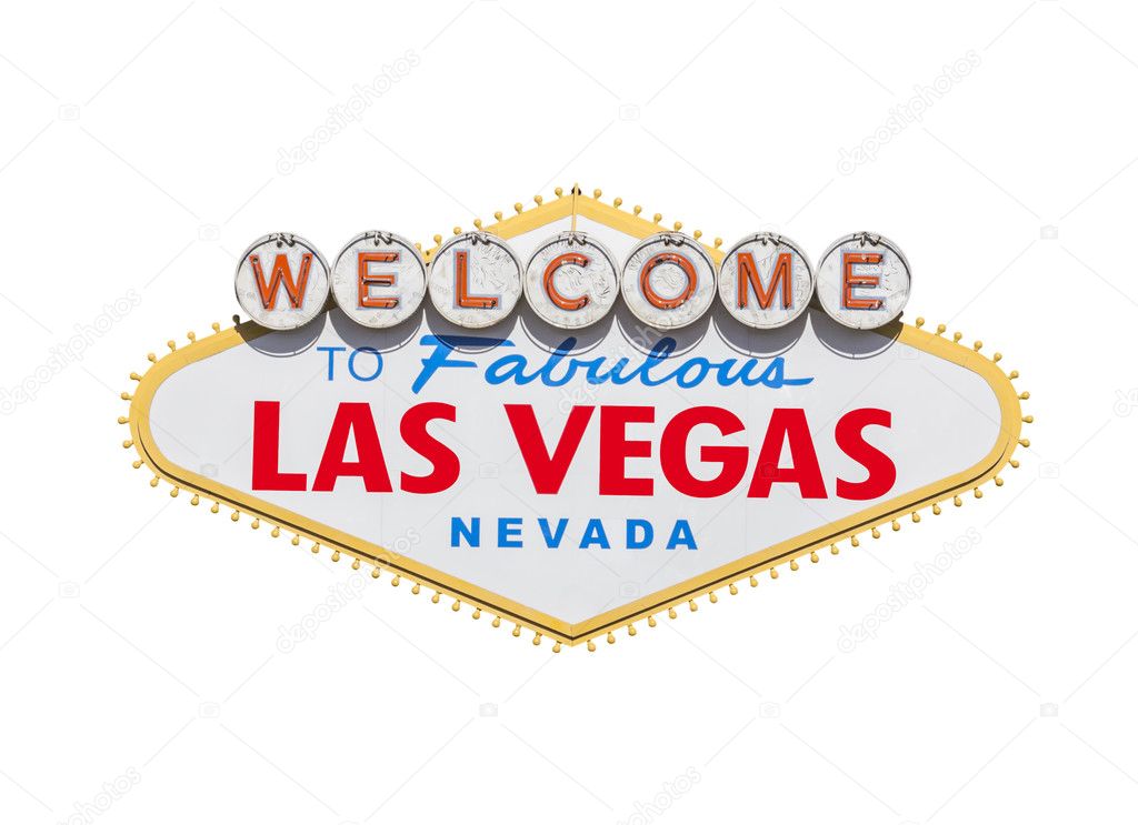 Las Vegas bem-vindo sinal diamante isolado com Clipping Path fotos